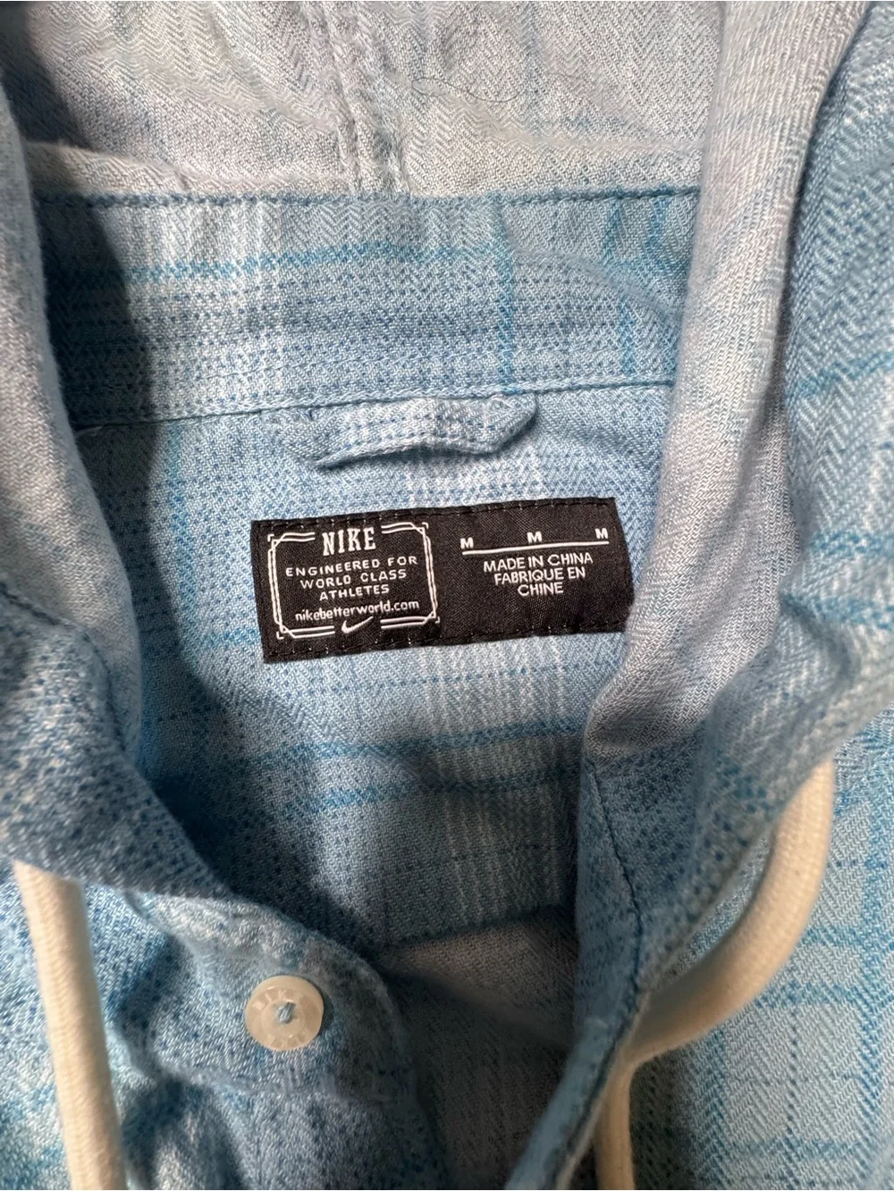 Nike Men's Medium Hooded Long Sleeve Button Up Flannel Hoodie